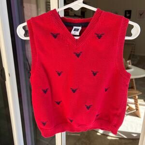 Janie and Jack Baby Unisex Red Sleeveless Moose Reindeer Sweater Vest Size 2T